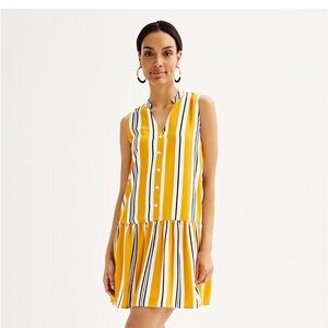 NINE WEST Yellow Striped Sleeveless Dress sz XXL NEW